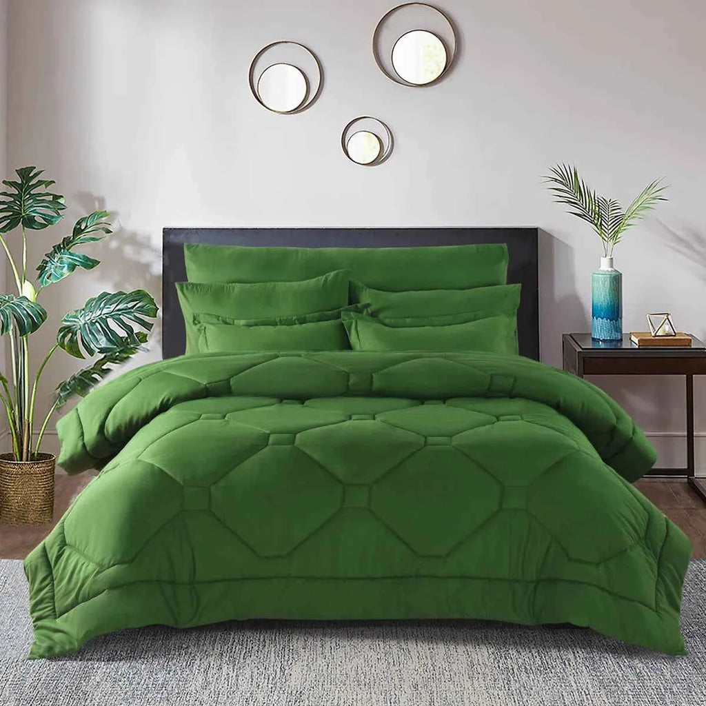 8-Piece Modern Geometric Comforter Set with Sheets - All-Season Honeycomb Microfiber Bed in a Bag with Duvet Corner Loops