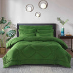 8-Piece Modern Geometric Comforter Set with Sheets - All-Season Honeycomb Microfiber Bed in a Bag with Duvet Corner Loops
