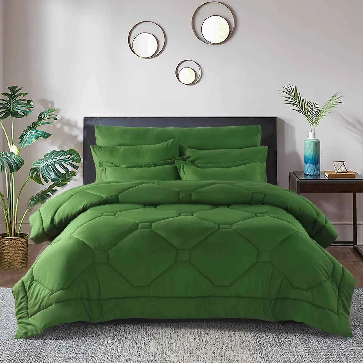 8-Piece Modern Geometric Comforter Set with Sheets - All-Season Honeycomb Microfiber Bed in a Bag with Duvet Corner Loops