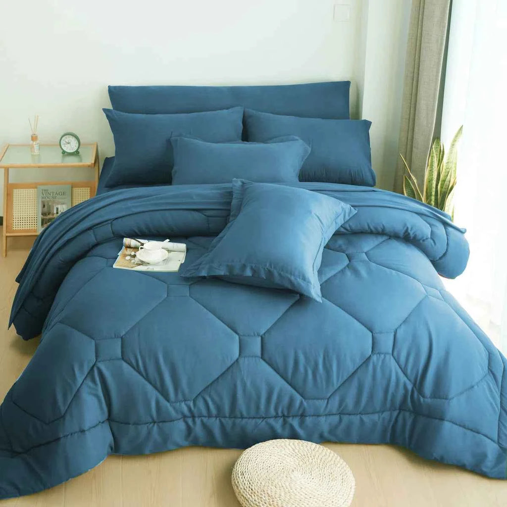 8-Piece Modern Geometric Comforter Set with Sheets - All-Season Honeycomb Microfiber Bed in a Bag with Duvet Corner Loops