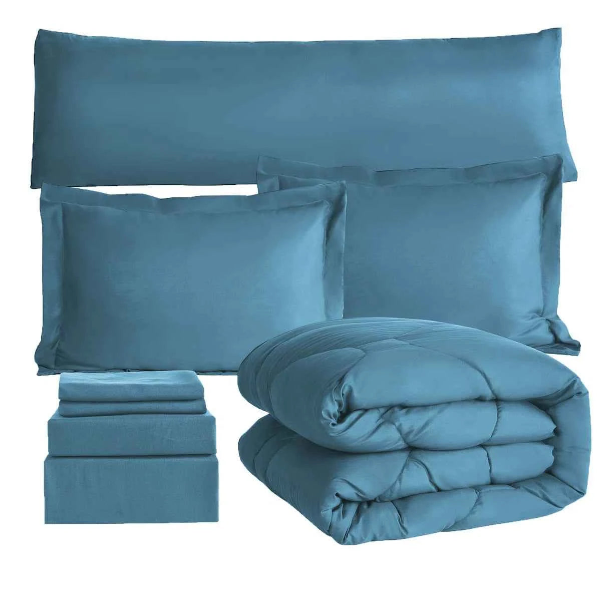 8-Piece Modern Geometric Comforter Set with Sheets - All-Season Honeycomb Microfiber Bed in a Bag with Duvet Corner Loops