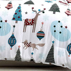 Winter Wonderland Blue and White Reversible Microfiber Comforter Set - 6 Piece Down Alternative Bedding with Throw Pillows