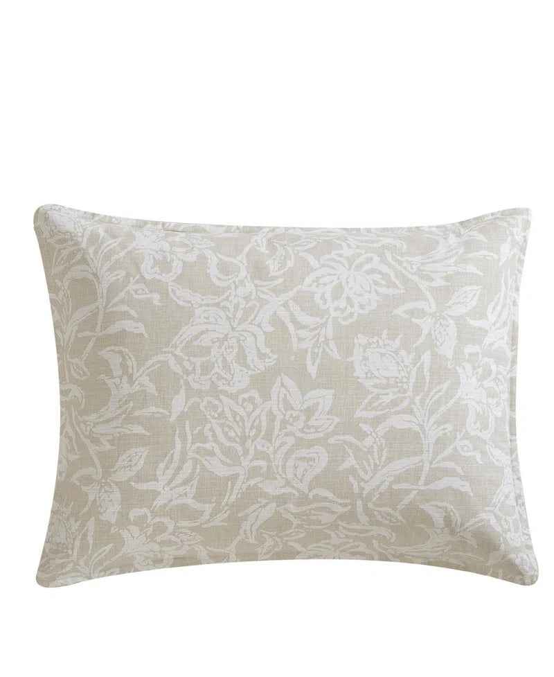 Tortola Reversible Cotton Slub Comforter Set - Printed Painterly Floral Bedding with Pillow Shams