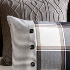 8-Piece Cotton Jacquard Plaid Comforter Set with Removable Insert - Urban Cabin Neutral Farmhouse Bedding with Euro Shams