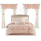 24-Piece Faux Silk Tufted Comforter Set - Complete Bedroom in a Bag with Sheet Set Decor Pillows and Window Drapes