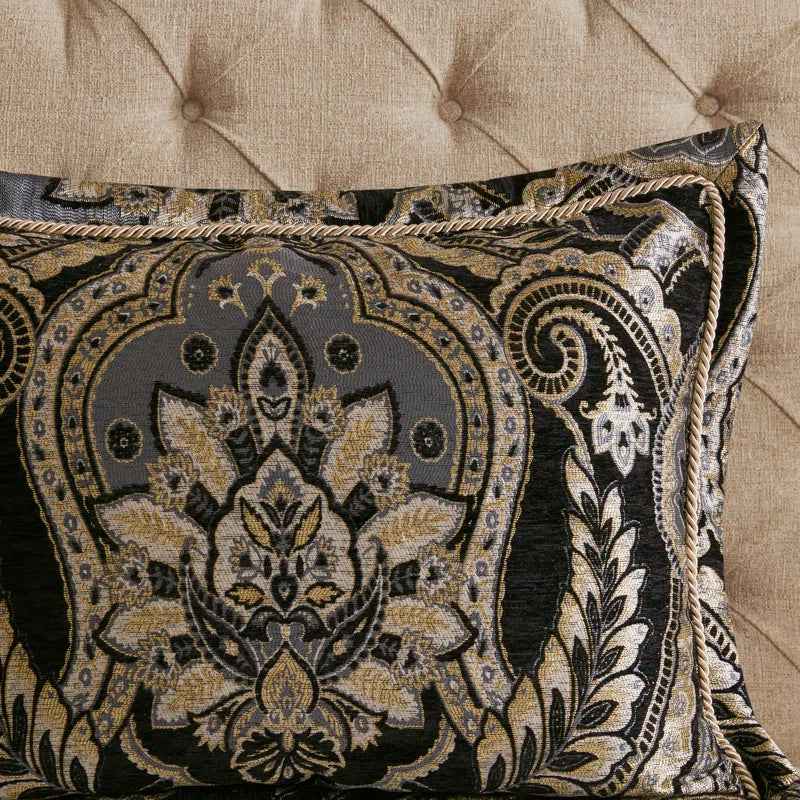 4-Piece Regal Chenille Jacquard Comforter Set - Croscill Julius Traditional Heavyweight Bedding with Shams and Bed Skirt