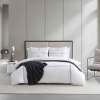 Vera Wang Zig Zag Embroidered White Cotton Sateen Comforter Set - 230 Thread Count Minimalist Bedding with Pillow Shams