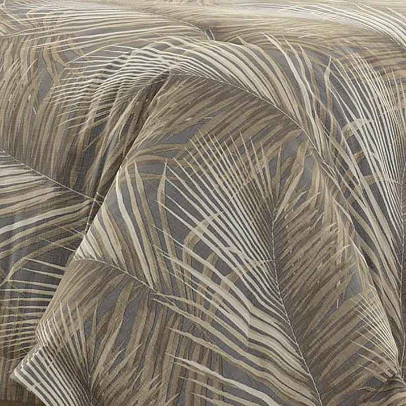 4-Piece Tommy Bahama Raffia Palms Brown Tropical Cotton Comforter Set - Reversible Slub Bedding with Bed Skirt and Shams