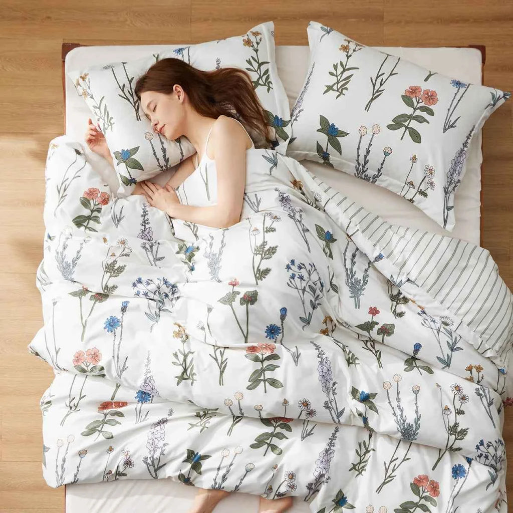 Floral Queen Comforter Set - Soft Microfiber Botanical Bedding with Pillow Shams