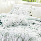 Floral Queen Comforter Set - Soft Microfiber Botanical Bedding with Pillow Shams