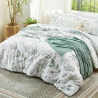 Floral Queen Comforter Set - Soft Microfiber Botanical Bedding with Pillow Shams