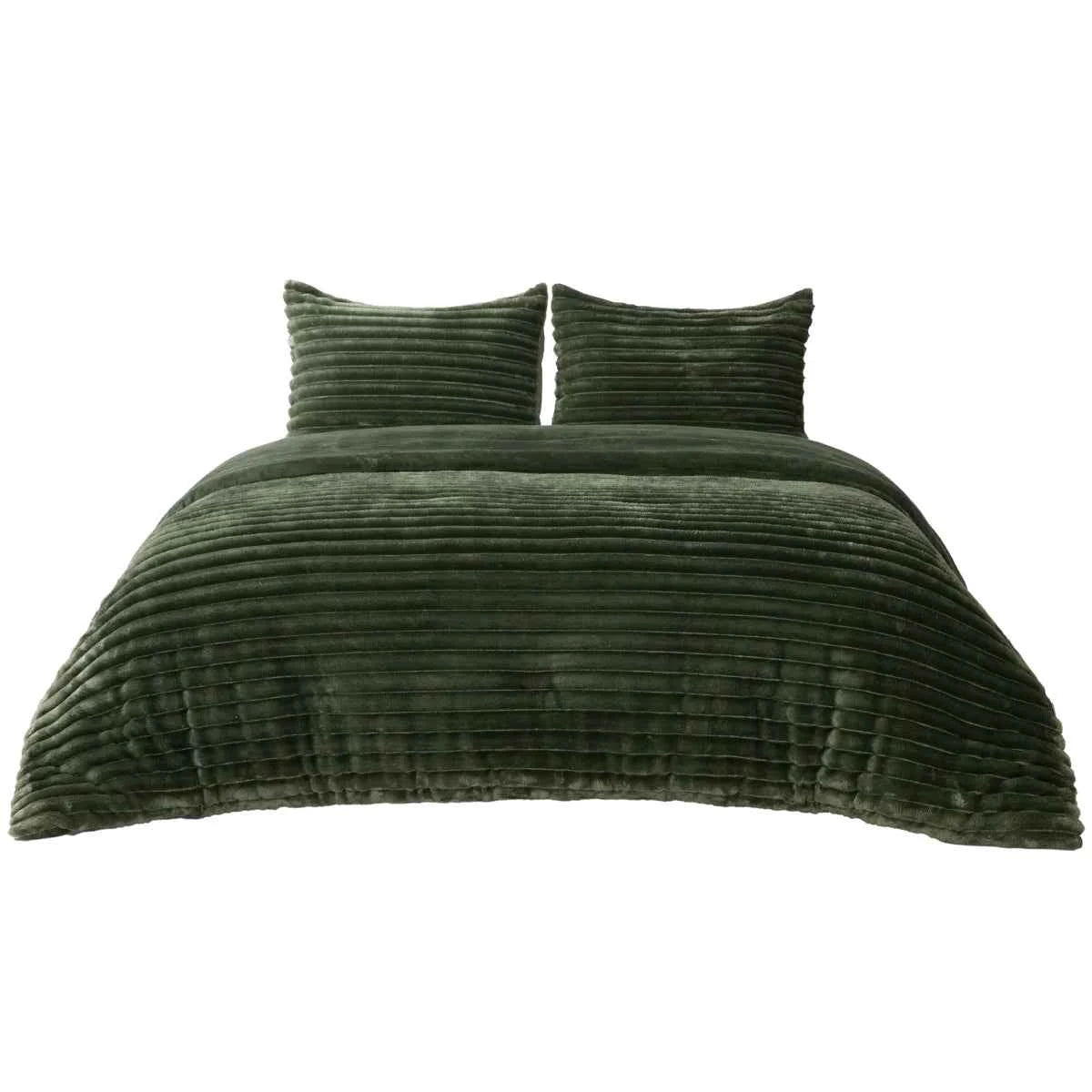 Plush Flannel Striped Fleece Reversible Comforter Set - All-Season Fluffy Light Grey Bedding with Pillow Shams
