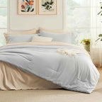 5-Piece Bedsure Light Olive Green Twin Bedding Set - Boho Reversible All-Season Bed in a Bag with Sheets and Shams