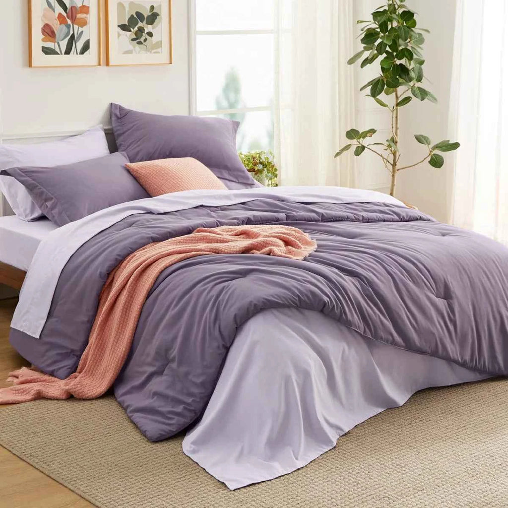 5-Piece Bedsure Light Olive Green Twin Bedding Set - Boho Reversible All-Season Bed in a Bag with Sheets and Shams