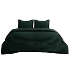 Plush Flannel Striped Fleece Reversible Comforter Set - All-Season Fluffy Light Grey Bedding with Pillow Shams