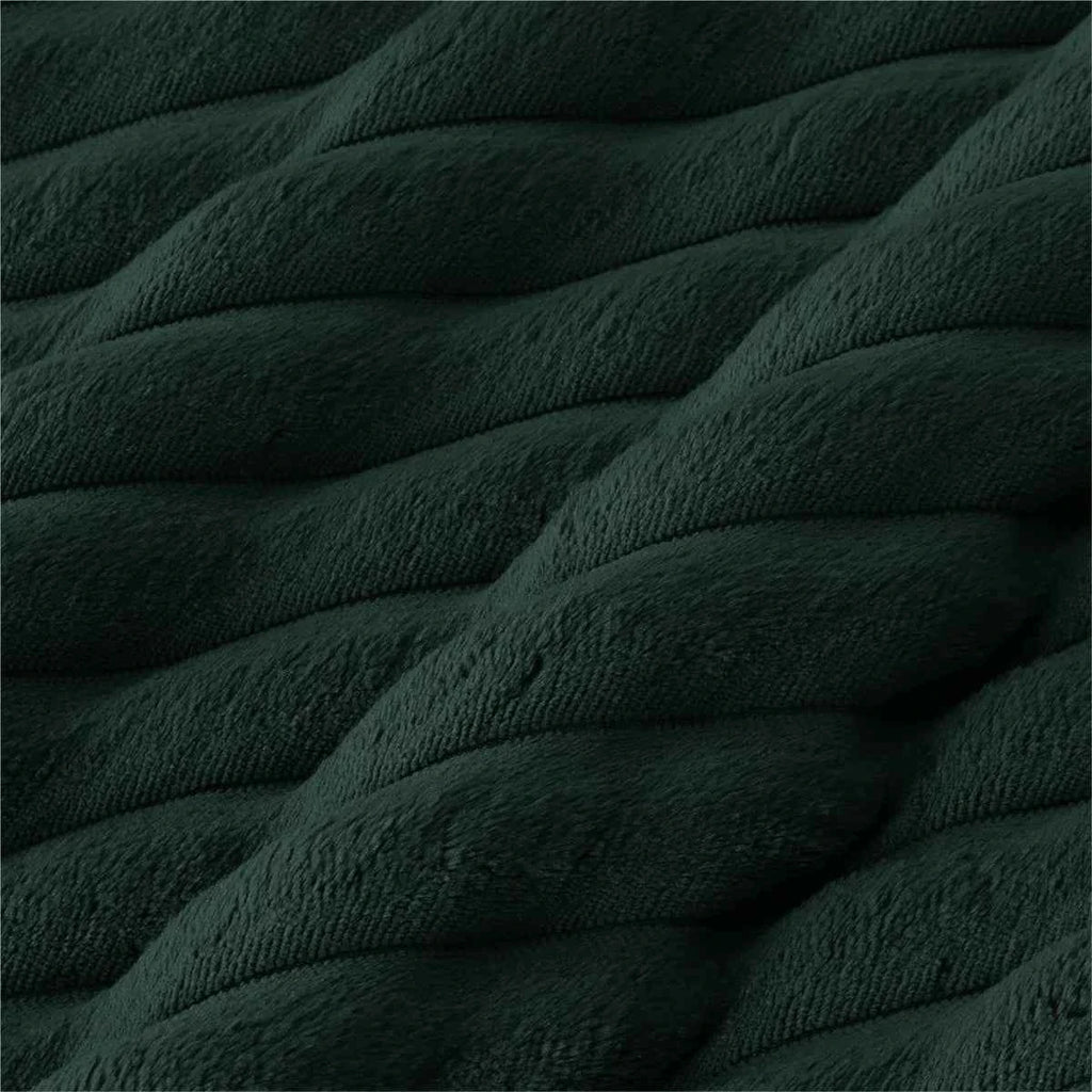 Plush Flannel Striped Fleece Reversible Comforter Set - All-Season Fluffy Light Grey Bedding with Pillow Shams