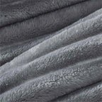 Plush Flannel Striped Fleece Reversible Comforter Set - All-Season Fluffy Light Grey Bedding with Pillow Shams