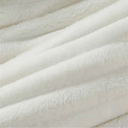 Plush Flannel Striped Fleece Reversible Comforter Set - All-Season Fluffy Light Grey Bedding with Pillow Shams