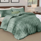 2-Piece Bedsure Beige Tufted Boho Twin Comforter Set - Shabby Farmhouse Jacquard Bedding with Embroidered Shams - Lesvorace