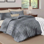 2-Piece Bedsure Beige Tufted Boho Twin Comforter Set - Shabby Farmhouse Jacquard Bedding with Embroidered Shams - Lesvorace