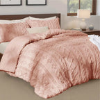 2-Piece Bedsure Beige Tufted Boho Twin Comforter Set - Shabby Farmhouse Jacquard Bedding with Embroidered Shams - Lesvorace