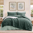 5-Piece Bedsure Light Olive Green Twin Bedding Set - Boho Reversible All-Season Bed in a Bag with Sheets and Shams