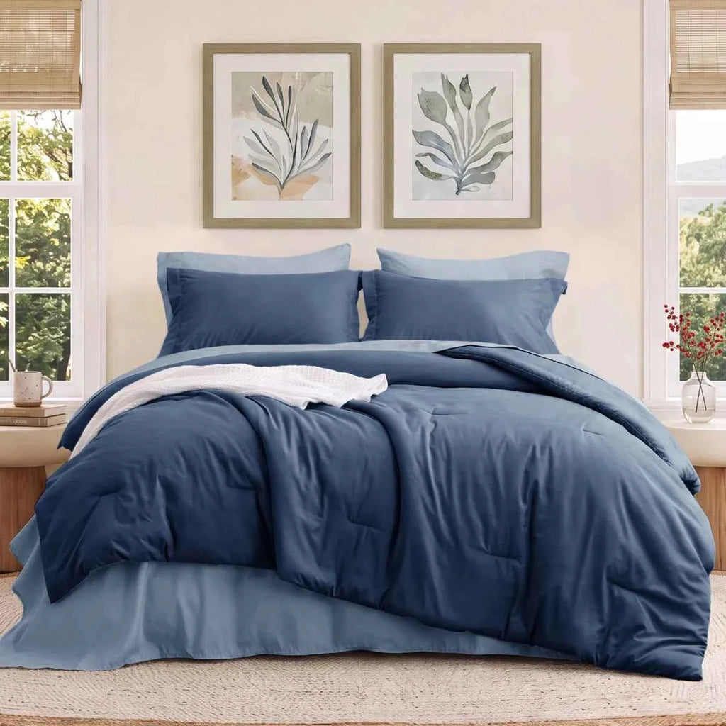 5-Piece Bedsure Light Olive Green Twin Bedding Set - Boho Reversible All-Season Bed in a Bag with Sheets and Shams
