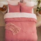 5-Piece Bedsure Light Olive Green Twin Bedding Set - Boho Reversible All-Season Bed in a Bag with Sheets and Shams