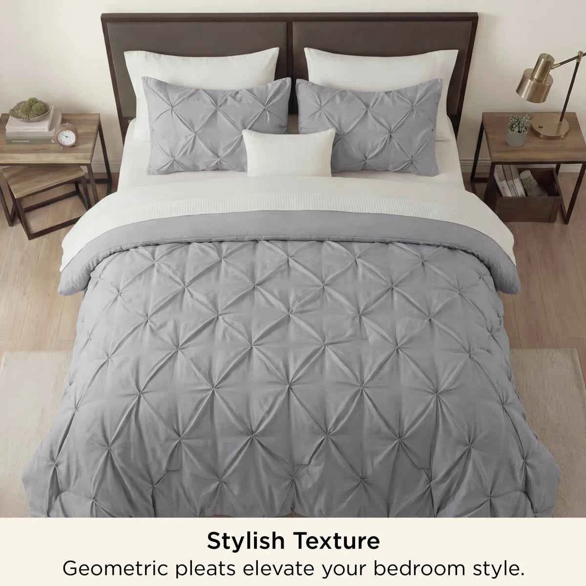 3-Piece Bedsure Peyote Pintuck Twin Comforter Set - Gentlesoft Pinch Pleat Bedding with Pillowcases