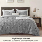 3-Piece Bedsure Peyote Pintuck Twin Comforter Set - Gentlesoft Pinch Pleat Bedding with Pillowcases