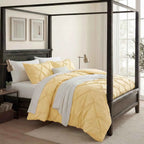 3-Piece Bedsure Peyote Pintuck Twin Comforter Set - Gentlesoft Pinch Pleat Bedding with Pillowcases