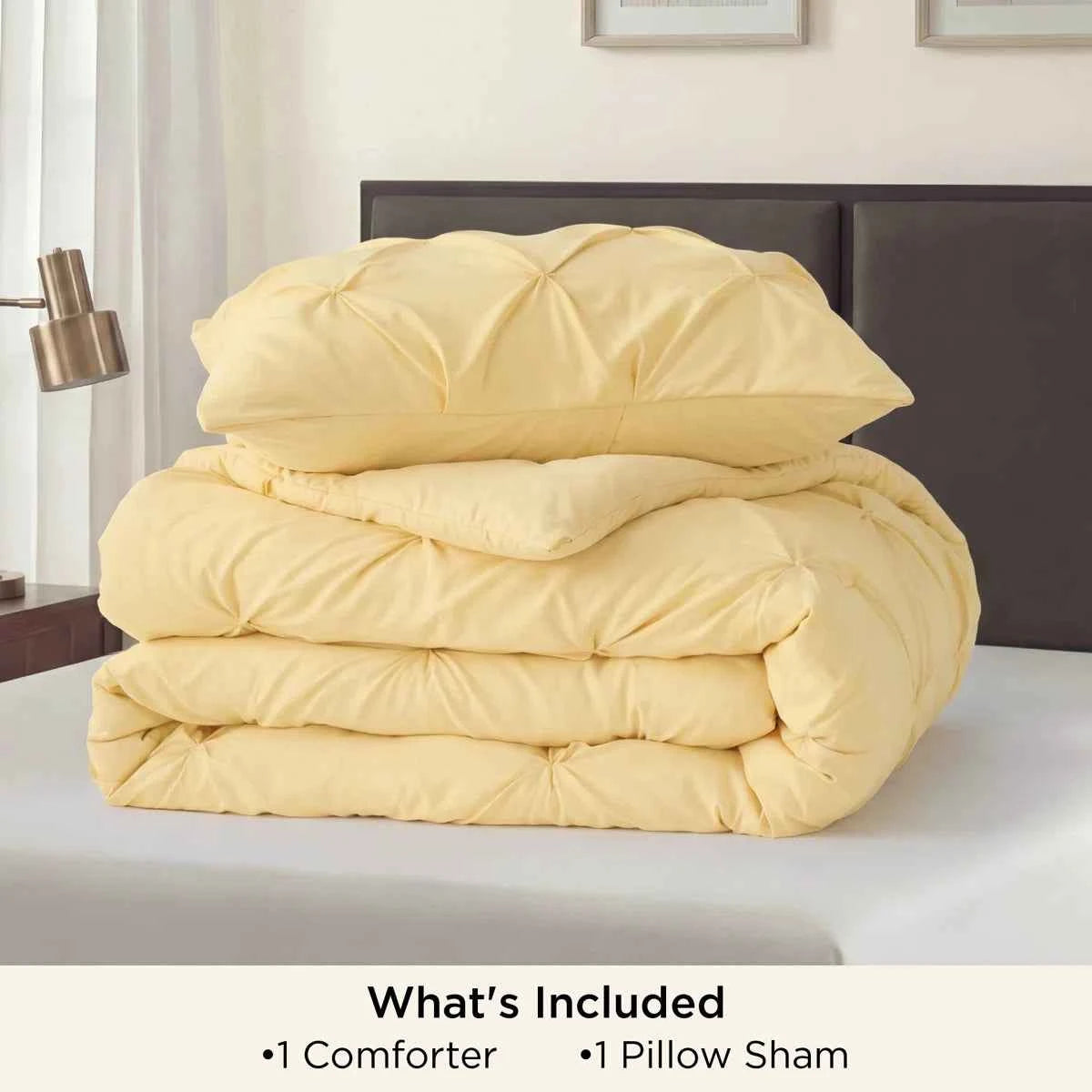 3-Piece Bedsure Peyote Pintuck Twin Comforter Set - Gentlesoft Pinch Pleat Bedding with Pillowcases