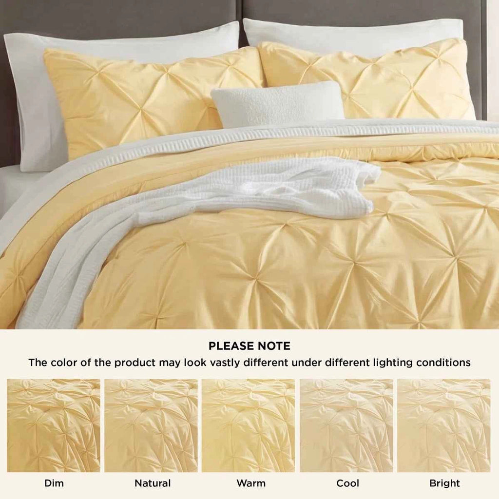 3-Piece Bedsure Peyote Pintuck Twin Comforter Set - Gentlesoft Pinch Pleat Bedding with Pillowcases