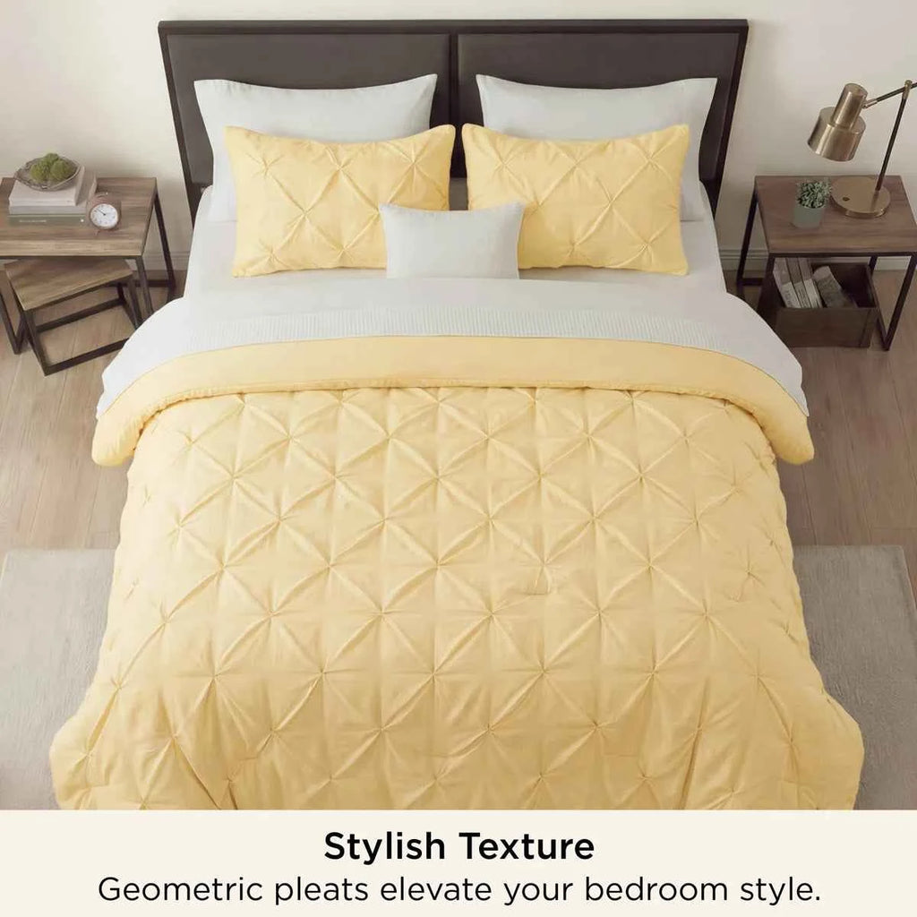 3-Piece Bedsure Peyote Pintuck Twin Comforter Set - Gentlesoft Pinch Pleat Bedding with Pillowcases