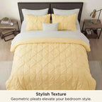 3-Piece Bedsure Peyote Pintuck Twin Comforter Set - Gentlesoft Pinch Pleat Bedding with Pillowcases