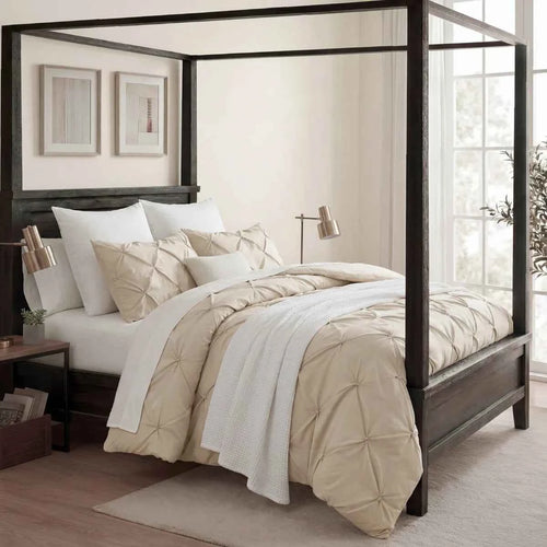3-Piece Bedsure Peyote Pintuck Twin Comforter Set - Gentlesoft Pinch Pleat Bedding with Pillowcases