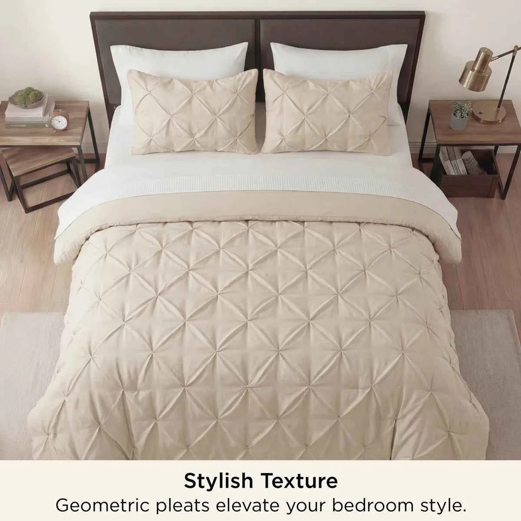 3-Piece Bedsure Peyote Pintuck Twin Comforter Set - Gentlesoft Pinch Pleat Bedding with Pillowcases