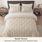 3-Piece Bedsure Peyote Pintuck Twin Comforter Set - Gentlesoft Pinch Pleat Bedding with Pillowcases