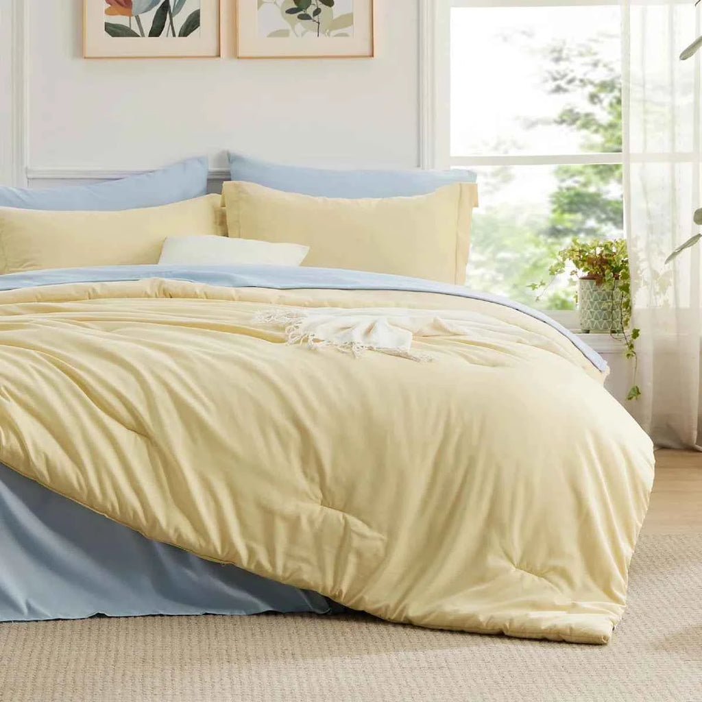 5-Piece Bedsure Light Olive Green Twin Bedding Set - Boho Reversible All-Season Bed in a Bag with Sheets and Shams