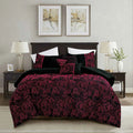 Black and Pink Floral Reversible Microfiber Comforter Set - All-Season Botanical Bedding with Pillow Shams