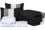 7-Piece Patchwork Pleated Stripe Bed in a Bag Comforter Set - Microfiber Bedding with 15-Inch Deep Pocket Sheets