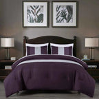 7-Piece Patchwork Pleated Stripe Bed in a Bag Comforter Set - Microfiber Bedding with 15-Inch Deep Pocket Sheets