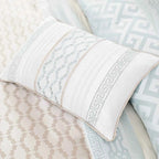 7-Piece Navy Blue Traditional Geometric King Comforter Set - Complete Bedding Ensemble with Pillows and Bed Skirt