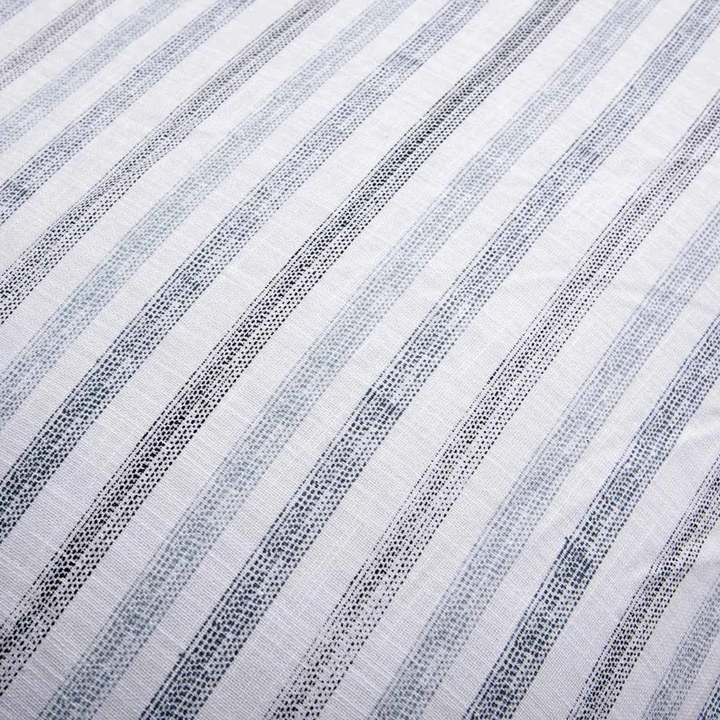 3-Piece Cotton Slub Striped Duvet-Style Comforter Set - Soft Blue and Natural Coastal Bedding with Pillow Shams