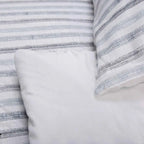 3-Piece Cotton Slub Striped Duvet-Style Comforter Set - Soft Blue and Natural Coastal Bedding with Pillow Shams