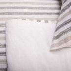 3-Piece Cotton Slub Striped Duvet-Style Comforter Set - Soft Blue and Natural Coastal Bedding with Pillow Shams
