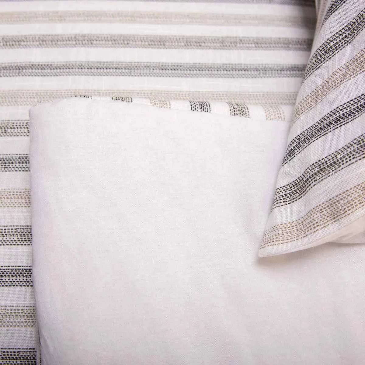 3-Piece Cotton Slub Striped Duvet-Style Comforter Set - Soft Blue and Natural Coastal Bedding with Pillow Shams