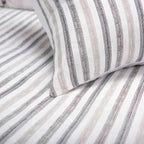 3-Piece Cotton Slub Striped Duvet-Style Comforter Set - Soft Blue and Natural Coastal Bedding with Pillow Shams