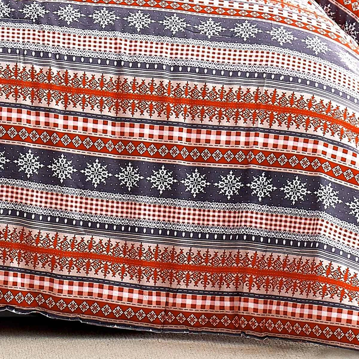 Cozy Cottage Red Pink and Blue Reversible Microfiber Comforter Set - Soft Down Alternative Bedding with Pillow Shams