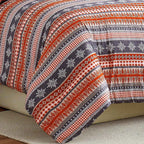 Cozy Cottage Red Pink and Blue Reversible Microfiber Comforter Set - Soft Down Alternative Bedding with Pillow Shams